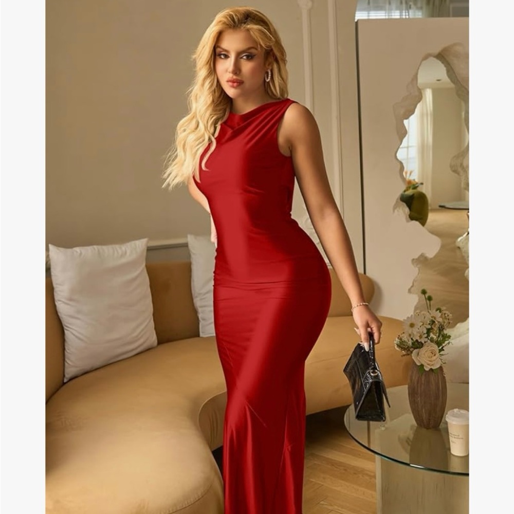 Satin Red Dress Small - Picture 6 of 6